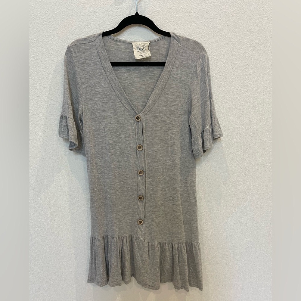 Fantastic Fawn Heather Gray Button-Down Dress